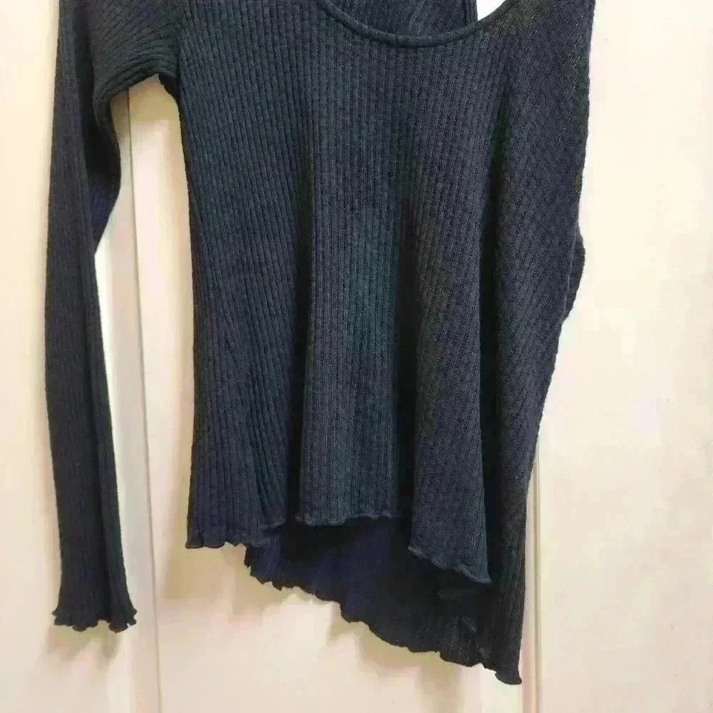 Lovers and friends black one shoulder ribbed tank top size medium - Picture 3 of 6